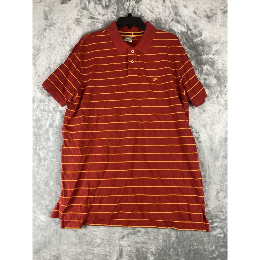 Vintage Nike Men's‎ Polo Shirt Red Orange Stripes  XXL Golf Outdoor